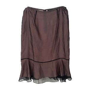 Adrianna Papell Women’s 100% Silk Black & Pink Midi Skirt Size L (appx.)